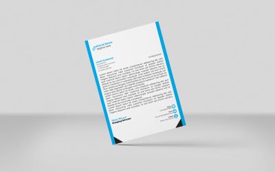 Kreativer Briefkopf in Cyan und Blockfarbe, Corporate-Briefkopf, Identitätsvorlage, Design im minimalistischen Stil