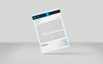 Kreativer Briefkopf In Cyan Und Schwarz. Corporate Briefkopf Identität Vorlage Design Im Minimalstil