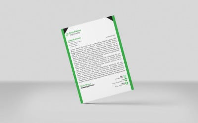 Kreativer Briefkopf in grüner Blockfarbe, Corporate-Briefkopf, Identitätsvorlagen-Design im minimalistischen Stil