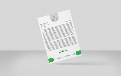 Kreatives Briefkopf-Identitätsvorlagendesign im minimalistischen Stil in Grün und Silber