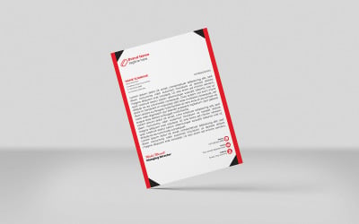 Kreatywny papier firmowy w kolorze czerwonym i blokowym, korporacyjny papier firmowy, szablon identyfikacji wizualnej, minimalistyczny styl