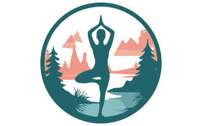 La silhouette di una persona in una posizione yoga sull&amp;#39;albero