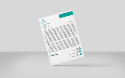 Modello di identità aziendale per carta intestata creativa color turchese, design in stile minimale