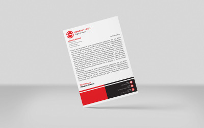Modello di identità aziendale per carta intestata creativa, modello di design in stile minimale, colore rosso a blocchi