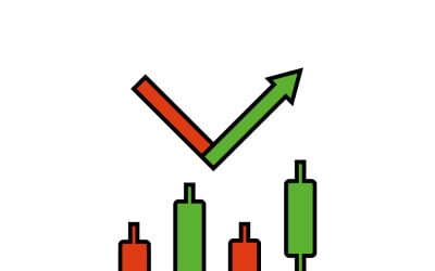 Rising arrow and candlestick icon