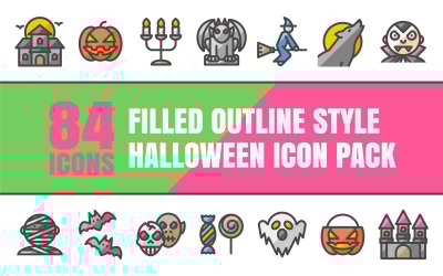Outliz - Paquete de iconos multipropósito de Halloween con estilo de contorno completo