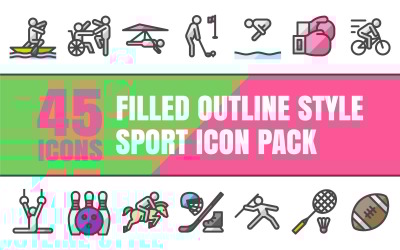 Outliz – víceúčelový balíček sportovních ikon ve stylu plného obrysu