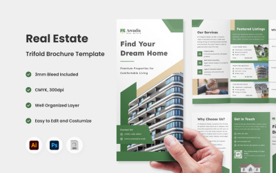 Plantilla de folleto tríptico inmobiliario V2