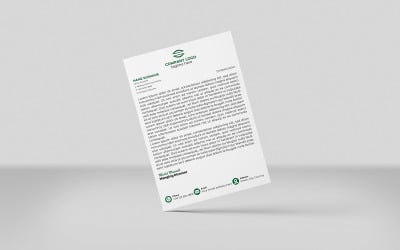 Diseño de plantilla de identidad corporativa y creativa con membrete en estilo minimalista en tonos verdes