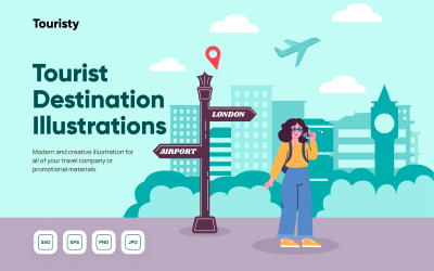 Turist - turistdestination Illustration Set
