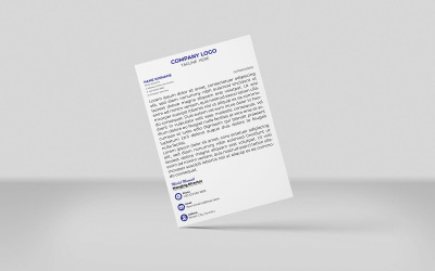 Bule Color Creative Letterhead Paper Corporate Letterhead Identity Template Design Minimal Style