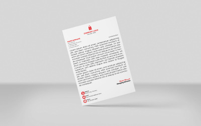 Carta intestata creativa Modello di identità aziendale per carta intestata Stile minimalista 1 COLORE ROSSO