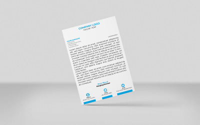 Modèle d&amp;#39;identité de papier à en-tête d&amp;#39;entreprise de couleur cyan, style minimaliste