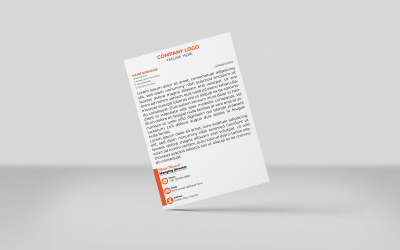 Modello di identità aziendale per carta intestata creativa di colore arancione, design in stile minimale