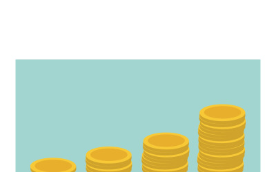 Set of golden coins pile.