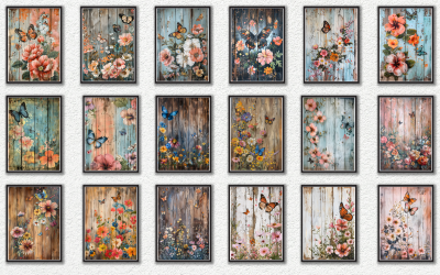 Rustikales Schmetterlings-Wandkunst-Posterpaket