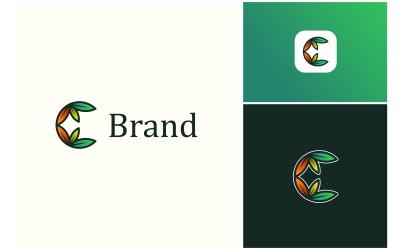 Bokstaven C Löv Löv Natur Logotyp