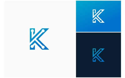 Bokstaven K Kretsteknologi Logotyp