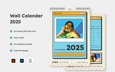 Calendario da parete retrò Y2K 2025 Design V1