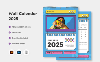 Calendario da parete retrò Y2K 2025 Design V2