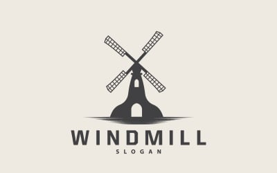 Logo de moulin à vent Agriculture Ferme Vecteur Nature V3