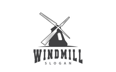 Logotipo de molino de viento Agricultura Granja Vector Naturaleza V2