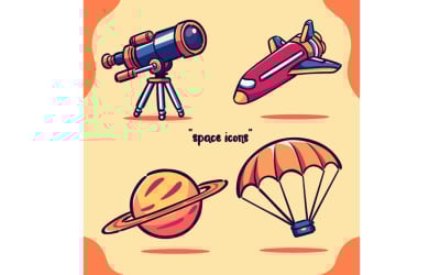 Space Icons Hand Drawn Coloring
