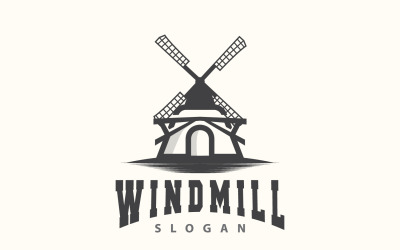 Větrný mlýn Logo Zemědělství Farma Vektor Příroda V5