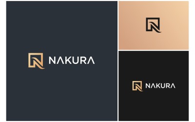 Bokstaven N lyxig fyrkantig logotyp