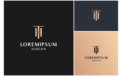 Bokstaven TH eller HT Luxury Gold Logo