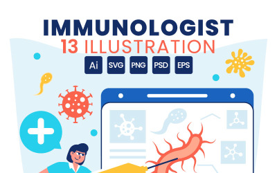 13 Immunologist Vector Illustration