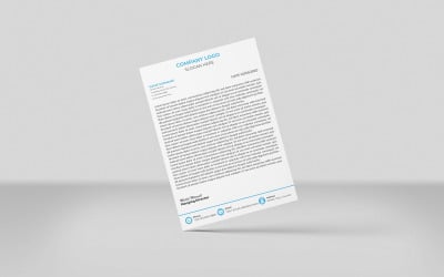 Креативный фирменный бланк голубого цвета, фирменный бланк, шаблон фирменного стиля, дизайн в минималистичном стиле