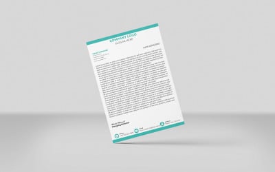Креативный фирменный бланк в бирюзовых тонах. Корпоративный фирменный бланк. Дизайн шаблона в минималистичном стиле.