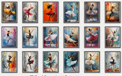 Lot d&amp;#39;affiches de peinture à l&amp;#39;huile représentant une élégante danseuse