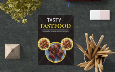 Projekt banera reklamowego restauracji w mediach społecznościowych na ulotki z jedzeniem