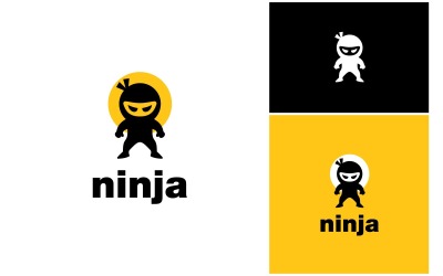 Ilustración del logotipo de un lindo guerrero ninja