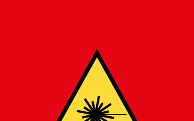 Laser radiation danger label icon, safety protection information symbol