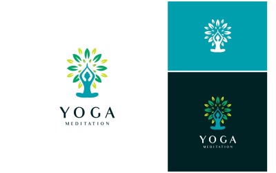 Yoga Meditation Nature Leaf Logotyp
