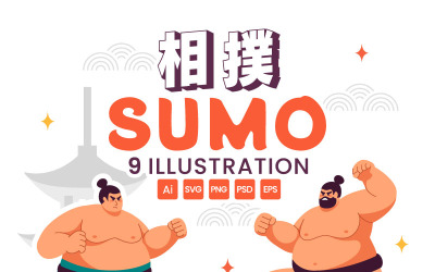 9 Illustrazione di lottatore di sumo