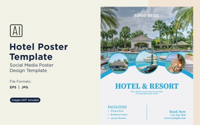 Otel Pazarlama Poster Tasarım Şablonu 14