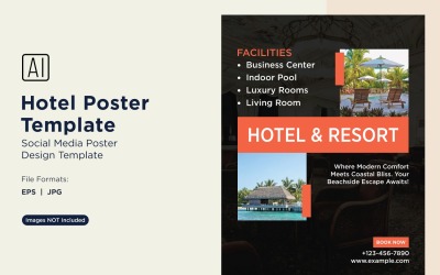 Plantilla de diseño de póster de marketing de hotel 54