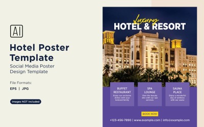 Шаблон дизайна маркетингового плаката для отеля 80