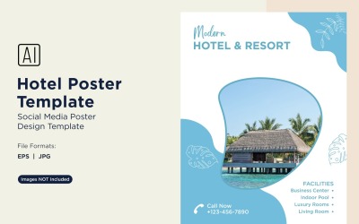 Szablon projektu plakatu marketingowego hotelu 34