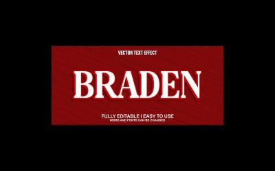 Braden helt redigerbar vektor 3D-texteffekt