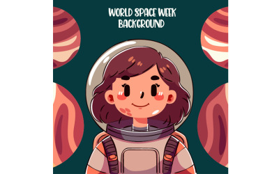 World Space Week with Girl Character