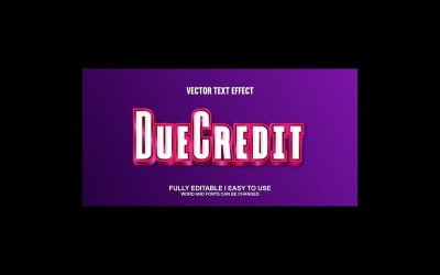 Due Credit Fullständigt redigerbar vektor 3D-texteffekt