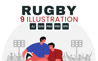 9 Rugbyspeler Illustratie