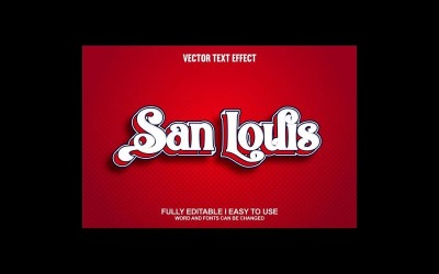 Effetto testo vettoriale 3D completamente modificabile di San Louis