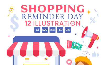 12 Shopping Reminder Day Illustration
