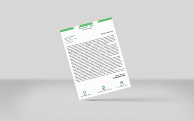Kreatives Design einer Briefkopf-Identitätsvorlage im minimalistischen Stil (Farbe: Grün)